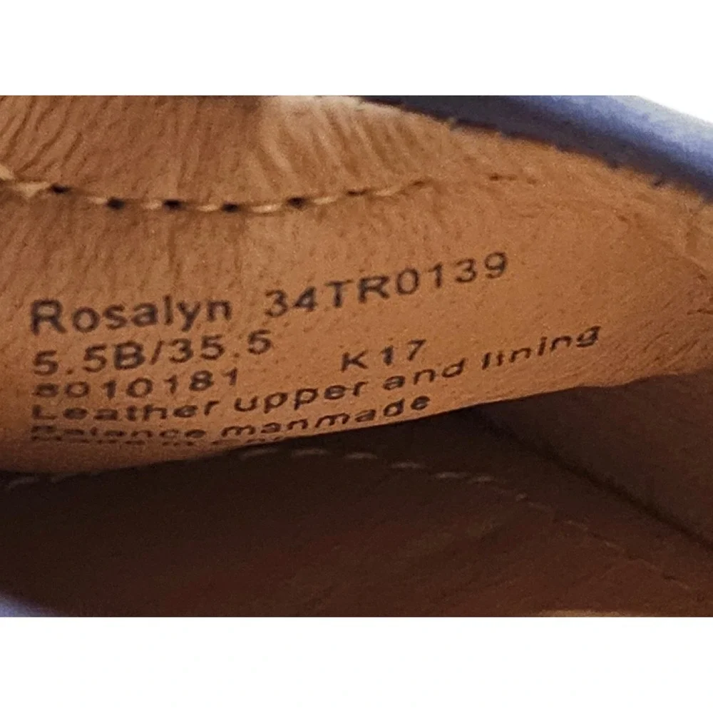 Taryn‎ Rose Rosalyn Blue Sheep Nappa Leather Rose Square Toe Ballet Flats 5.5M